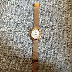 Timex Rose Gold Tone Mesh Band Watch with White Dial